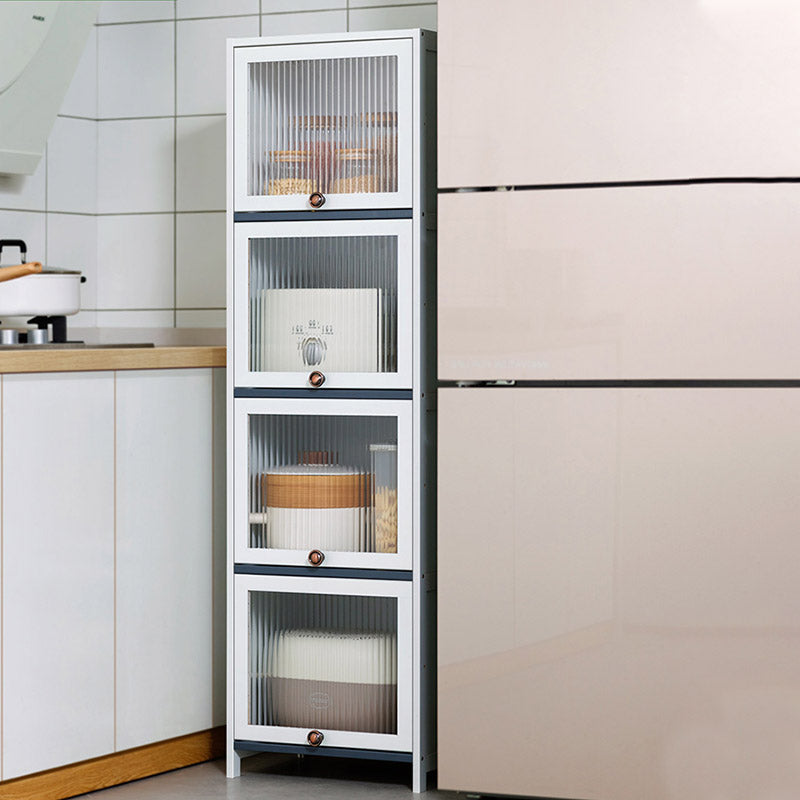 Server da pranzo in stile moderno White Wood Dining Server con porte acriliche