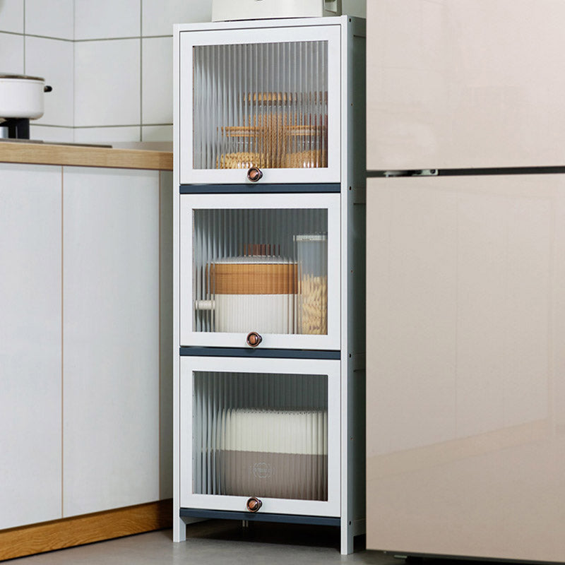 Server da pranzo in stile moderno White Wood Dining Server con porte acriliche