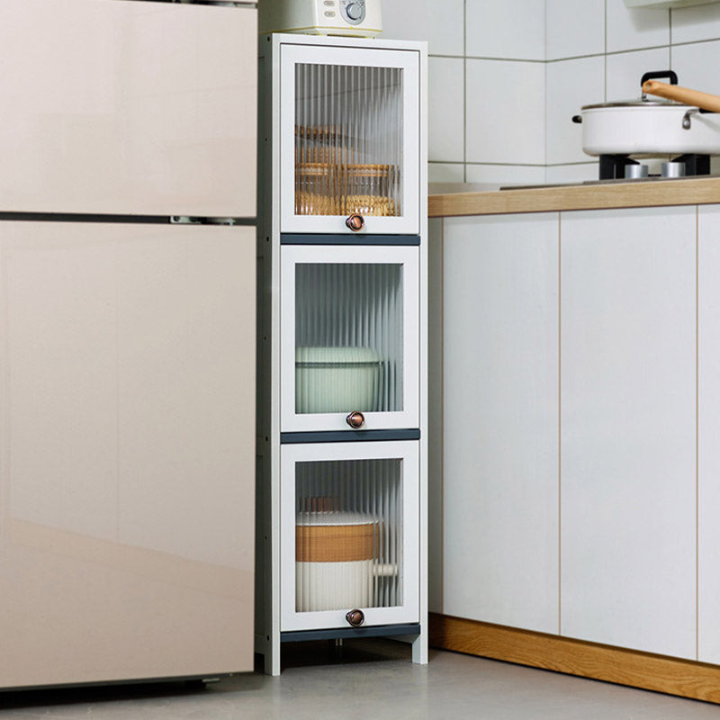 Server da pranzo in stile moderno White Wood Dining Server con porte acriliche