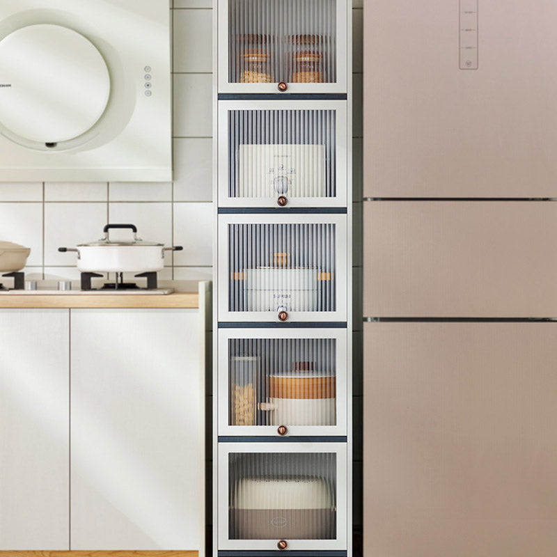 Server da pranzo in stile moderno White Wood Dining Server con porte acriliche