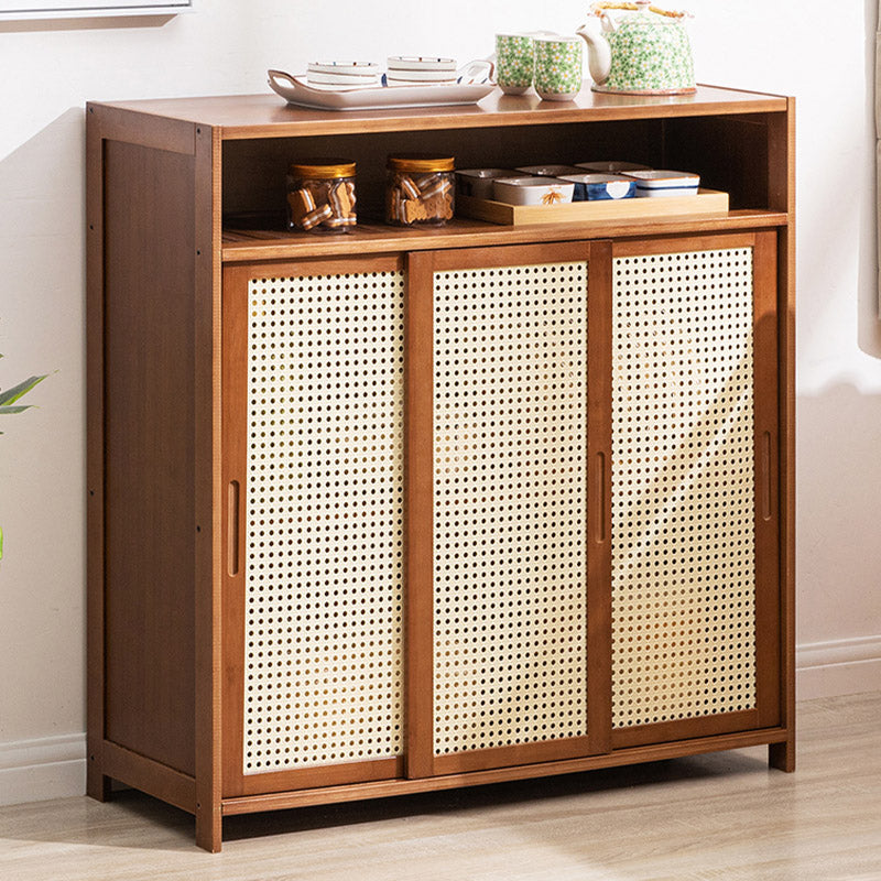 Moderne porte scorrevoli Server da pranzo Scheda in legno con archiviazione aperta