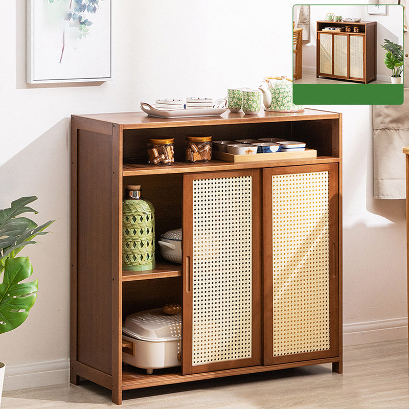 Moderne porte scorrevoli Server da pranzo Scheda in legno con archiviazione aperta