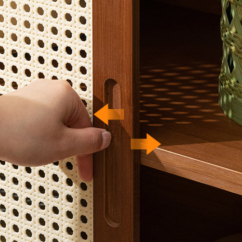 Moderne porte scorrevoli Server da pranzo Scheda in legno con archiviazione aperta