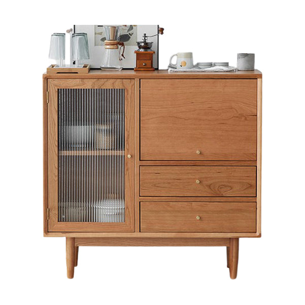 Scheda laterale per scaffalature regolabili in legno contemporaneo con cassetti e armadi