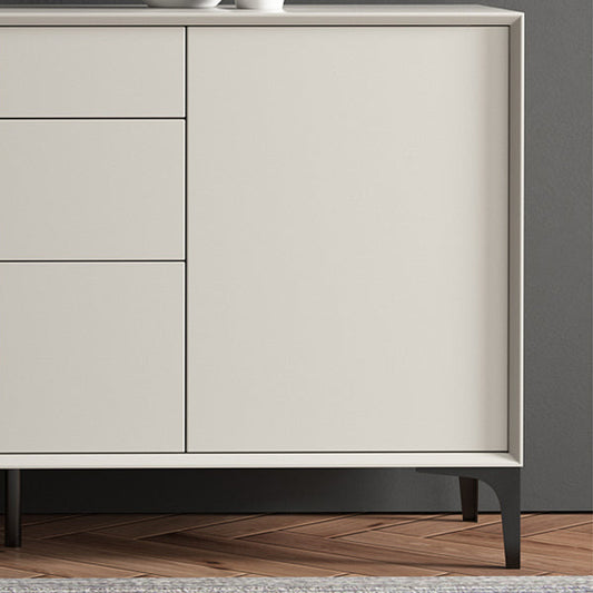 Scheda laterale in stile moderno in legno con cassetti e armadi