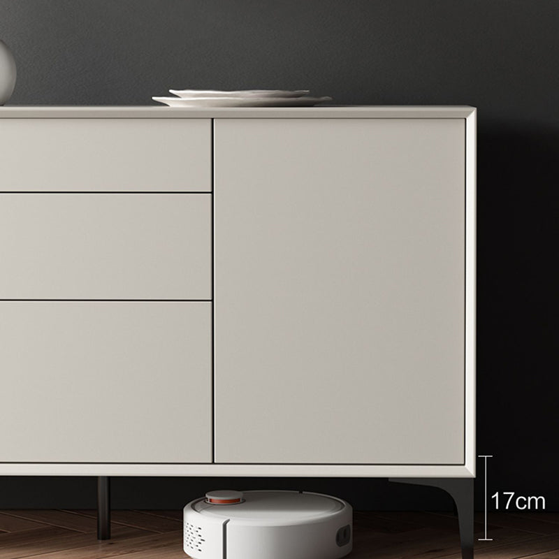 Scheda laterale in stile moderno in legno con cassetti e armadi