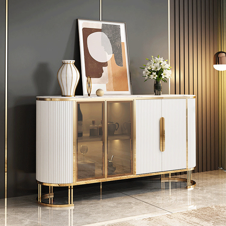 Scheda laterale Glam Credenza Stone Glass con armadi e cassetti