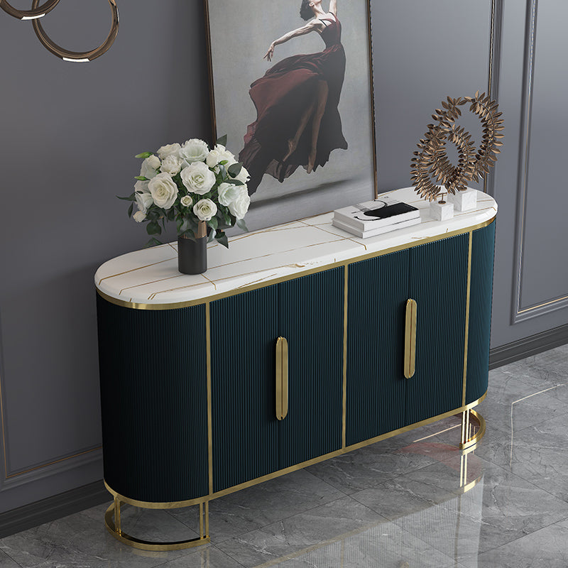 Scheda laterale Glam Credenza Stone Glass con armadi e cassetti