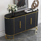 Scheda laterale Glam Credenza Stone Glass con armadi e cassetti