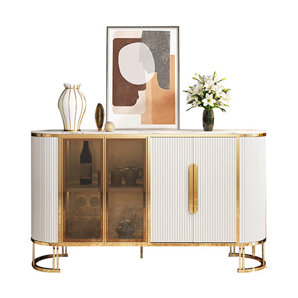 Scheda laterale Glam Credenza Stone Glass con armadi e cassetti