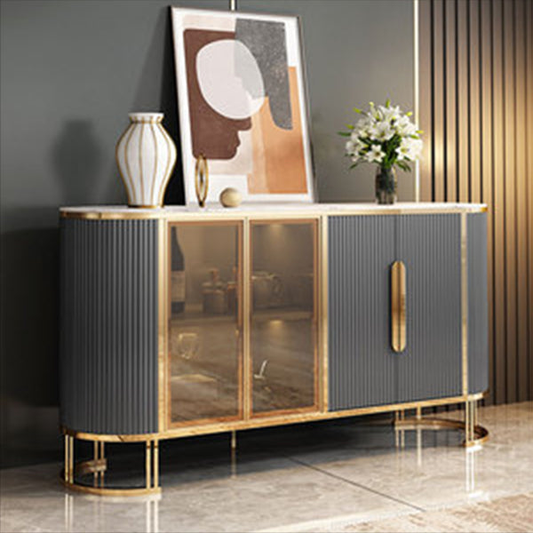 Scheda laterale Glam Credenza Stone Glass con armadi e cassetti