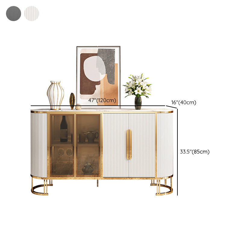 Scheda laterale Glam Credenza Stone Glass con armadi e cassetti