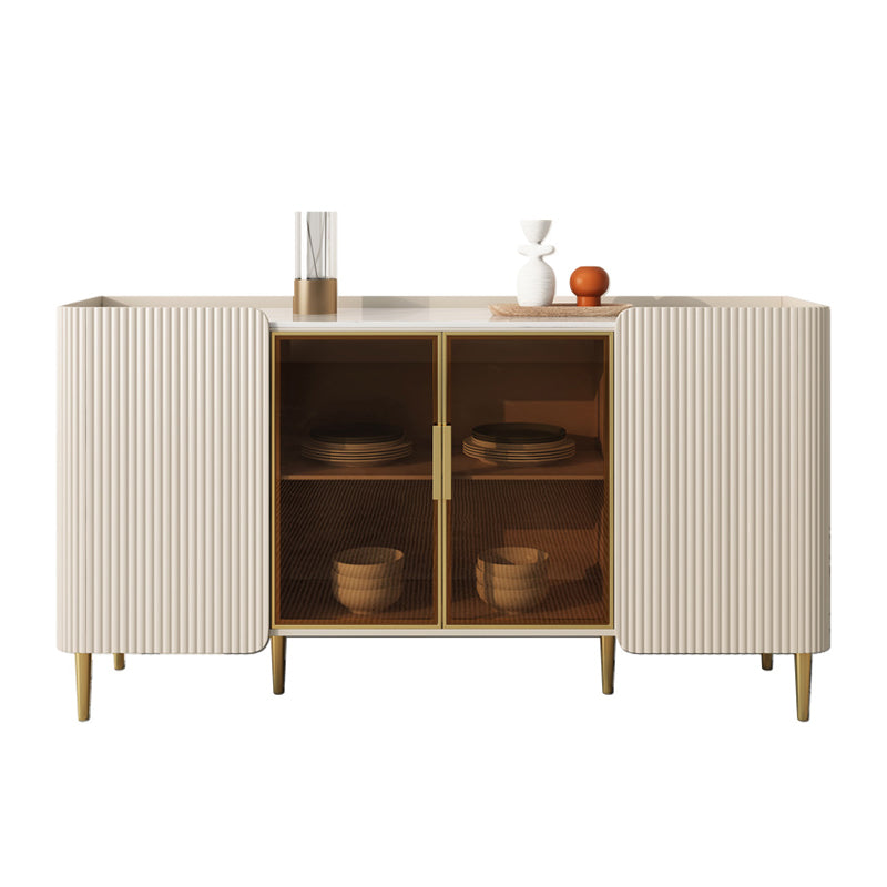Glam Style Buffet Stand Stone Credenza with Cabinets and Drawers White-Gold Clearhalo 'buffet_sideboard' 'Buffets & Sideboards' 'furn' 'furn_buffet_sideboard' 'Furniture' 'Kitchen & Dining Furniture' 7043091