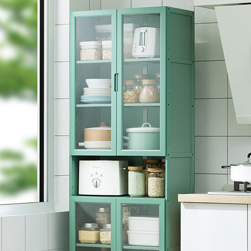 Green Dining Server with Adjustable Shelves Bamboo Buffet Server Clearhalo 'buffet_sideboard' 'Buffets & Sideboards' 'furn' 'furn_buffet_sideboard' 'Furniture' 'Kitchen & Dining Furniture' 7043174