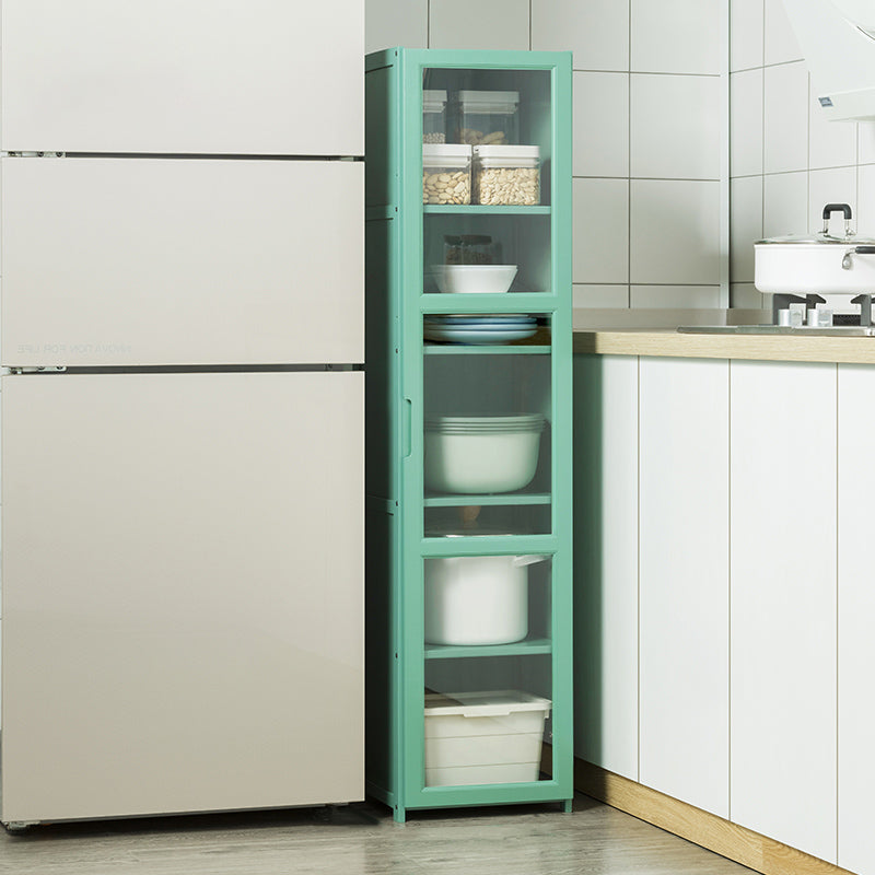 Green Dining Server with Adjustable Shelves Bamboo Buffet Server 11.8"L x 11.8"W x 50"H Clearhalo 'buffet_sideboard' 'Buffets & Sideboards' 'furn' 'furn_buffet_sideboard' 'Furniture' 'Kitchen & Dining Furniture' 7043175