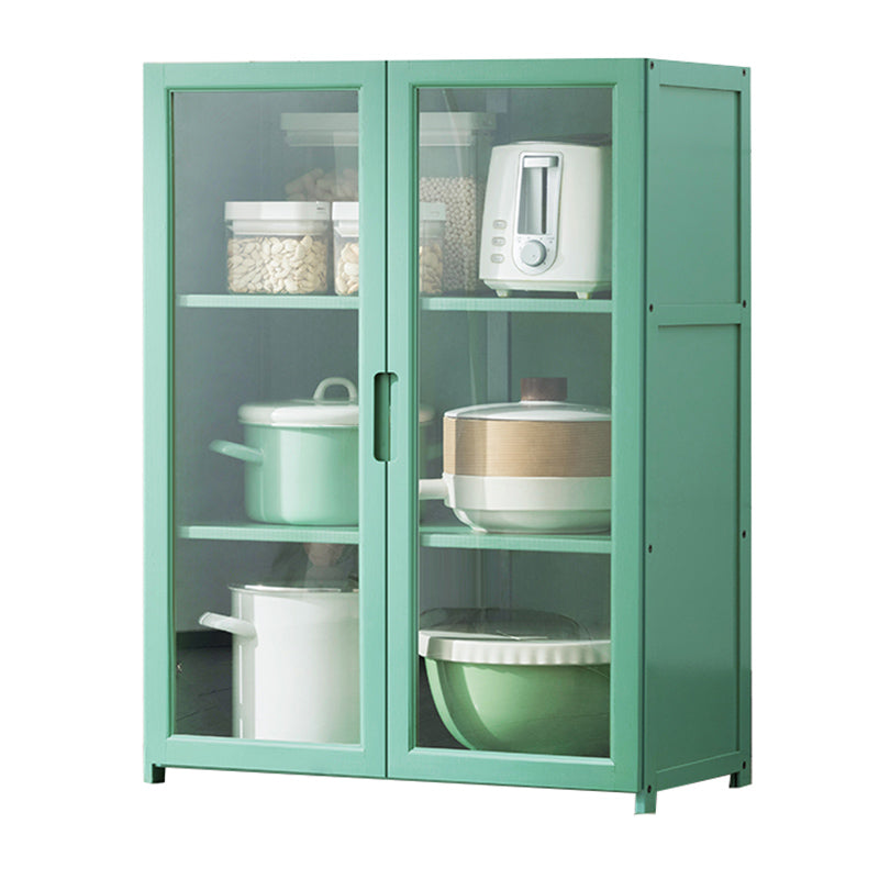 Green Dining Server with Adjustable Shelves Bamboo Buffet Server 23.6"L x 11.8"W x 30.7"H Clearhalo 'buffet_sideboard' 'Buffets & Sideboards' 'furn' 'furn_buffet_sideboard' 'Furniture' 'Kitchen & Dining Furniture' 7043181