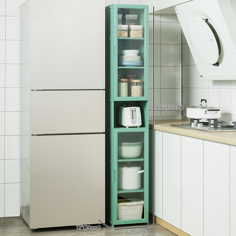 Green Dining Server with Adjustable Shelves Bamboo Buffet Server Clearhalo 'buffet_sideboard' 'Buffets & Sideboards' 'furn' 'furn_buffet_sideboard' 'Furniture' 'Kitchen & Dining Furniture' 7043191