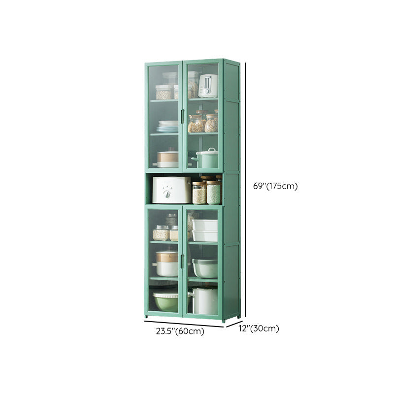 Green Dining Server with Adjustable Shelves Bamboo Buffet Server Clearhalo 'buffet_sideboard' 'Buffets & Sideboards' 'furn' 'furn_buffet_sideboard' 'Furniture' 'Kitchen & Dining Furniture' 7043193