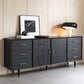 Black Buffet Server with Drawers Pine Solid Wood Dining Server Clearhalo 'buffet_sideboard' 'Buffets & Sideboards' 'furn' 'furn_buffet_sideboard' 'Furniture' 'Kitchen & Dining Furniture' 7043198