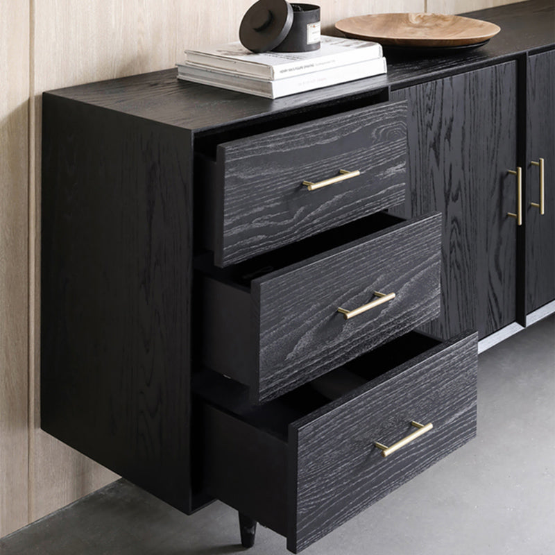 Black Buffet Server with Drawers Pine Solid Wood Dining Server Clearhalo 'buffet_sideboard' 'Buffets & Sideboards' 'furn' 'furn_buffet_sideboard' 'Furniture' 'Kitchen & Dining Furniture' 7043199