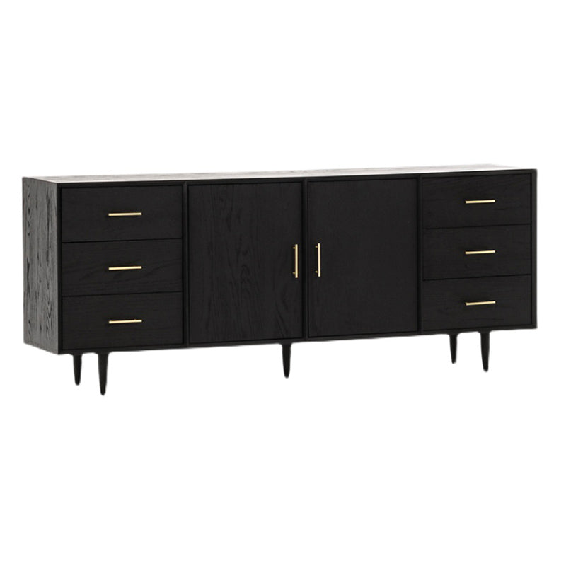 Black Buffet Server with Drawers Pine Solid Wood Dining Server Clearhalo 'buffet_sideboard' 'Buffets & Sideboards' 'furn' 'furn_buffet_sideboard' 'Furniture' 'Kitchen & Dining Furniture' 7043200