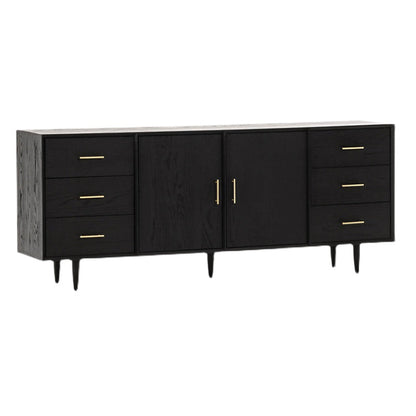 Black Buffet Server with Drawers Pine Solid Wood Dining Server Clearhalo 'buffet_sideboard' 'Buffets & Sideboards' 'furn' 'furn_buffet_sideboard' 'Furniture' 'Kitchen & Dining Furniture' 7043200