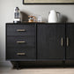 Black Buffet Server with Drawers Pine Solid Wood Dining Server Clearhalo 'buffet_sideboard' 'Buffets & Sideboards' 'furn' 'furn_buffet_sideboard' 'Furniture' 'Kitchen & Dining Furniture' 7043203