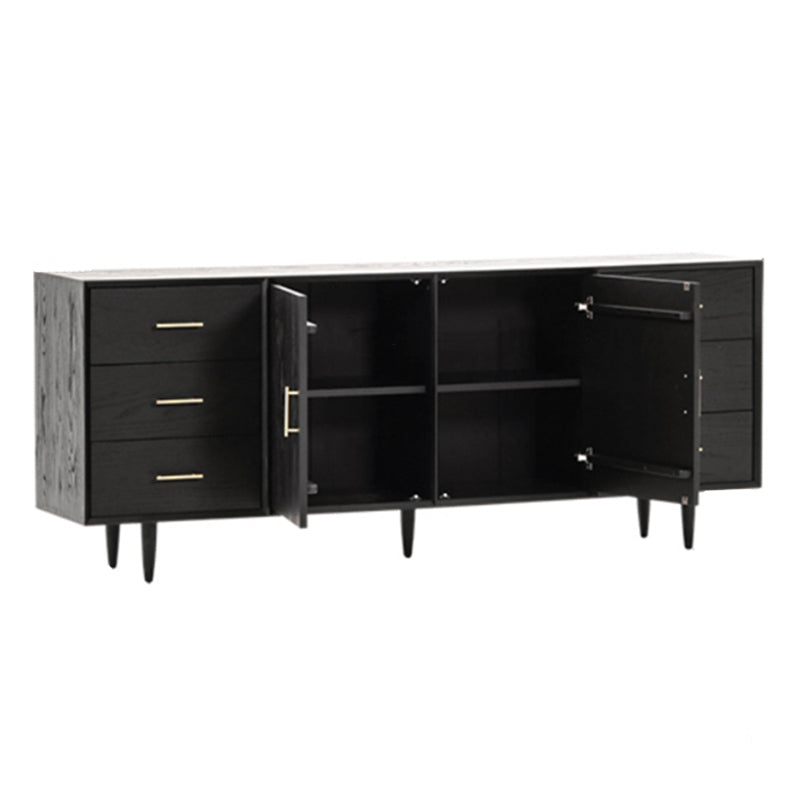 Black Buffet Server with Drawers Pine Solid Wood Dining Server Clearhalo 'buffet_sideboard' 'Buffets & Sideboards' 'furn' 'furn_buffet_sideboard' 'Furniture' 'Kitchen & Dining Furniture' 7043204