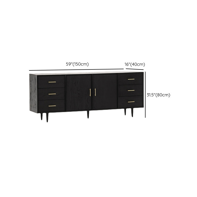 Black Buffet Server with Drawers Pine Solid Wood Dining Server Clearhalo 'buffet_sideboard' 'Buffets & Sideboards' 'furn' 'furn_buffet_sideboard' 'Furniture' 'Kitchen & Dining Furniture' 7043208