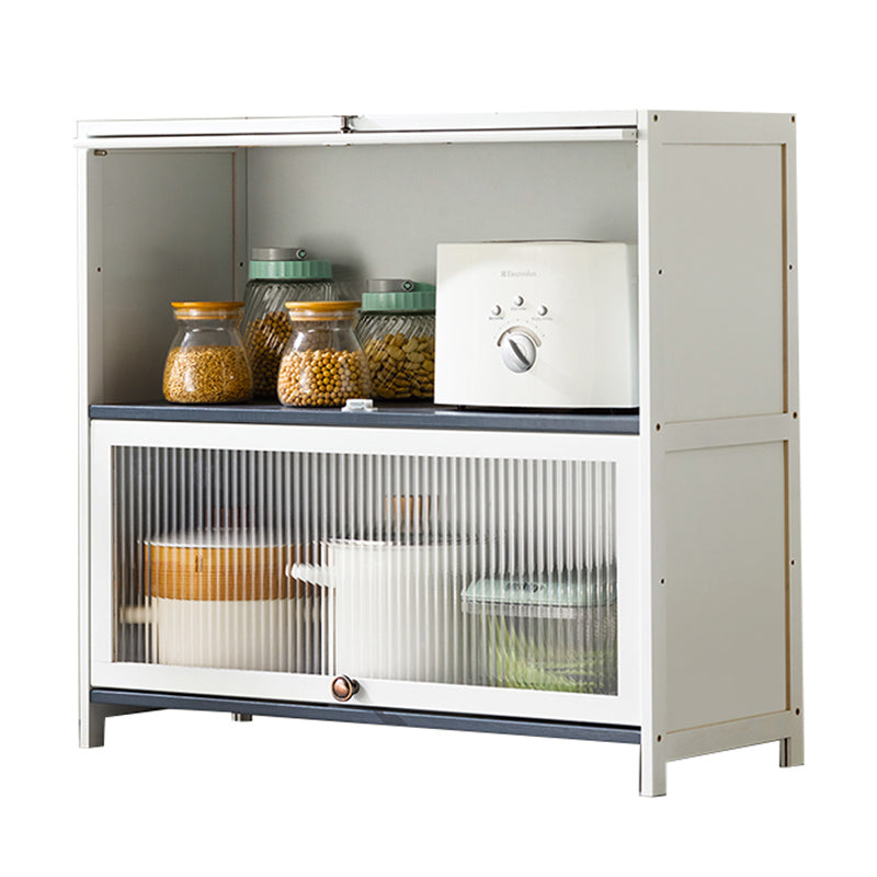 Server buffet di bambù bianco con porte di vetro moderno server da pranzo moderno