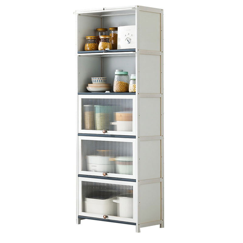 Server buffet di bambù bianco con porte di vetro moderno server da pranzo moderno
