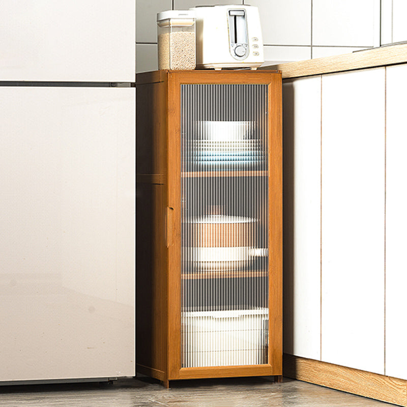 Bamboo Dining Server Contemporary Brown Sideboard Cabinet with Cabinets 11.8"L x 11.8"W x 30.7"H Clearhalo 'buffet_sideboard' 'Buffets & Sideboards' 'furn' 'furn_buffet_sideboard' 'Furniture' 'Kitchen & Dining Furniture' 7043285