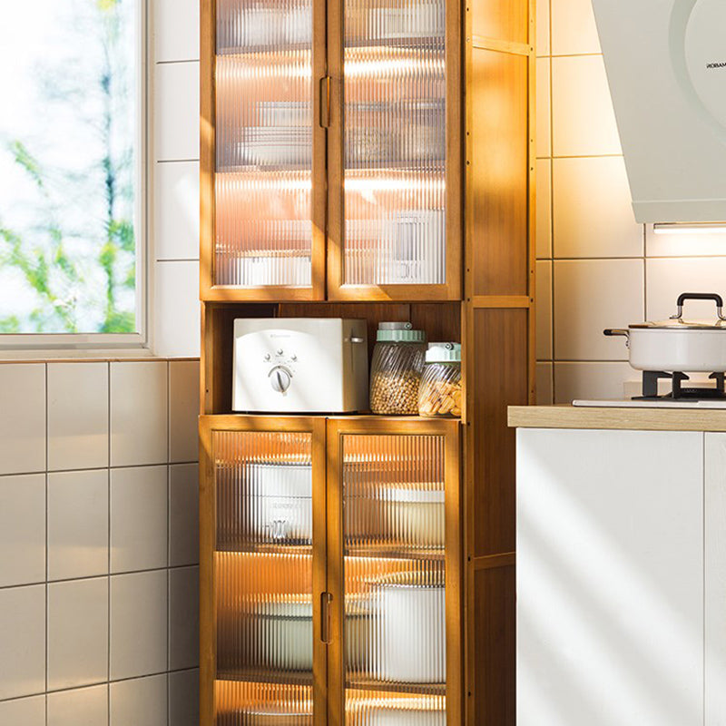 Bamboo Dining Server Contemporary Brown Sideboard Cabinet with Cabinets Clearhalo 'buffet_sideboard' 'Buffets & Sideboards' 'furn' 'furn_buffet_sideboard' 'Furniture' 'Kitchen & Dining Furniture' 7043287