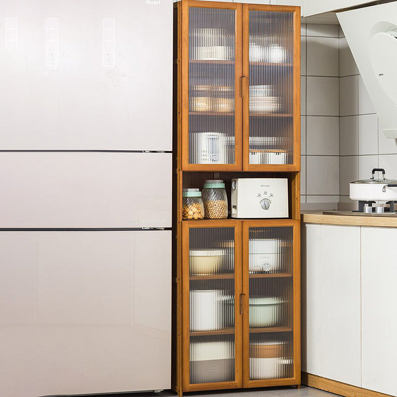 Bamboo Dining Server Contemporary Brown Sideboard Cabinet with Cabinets Clearhalo 'buffet_sideboard' 'Buffets & Sideboards' 'furn' 'furn_buffet_sideboard' 'Furniture' 'Kitchen & Dining Furniture' 7043289