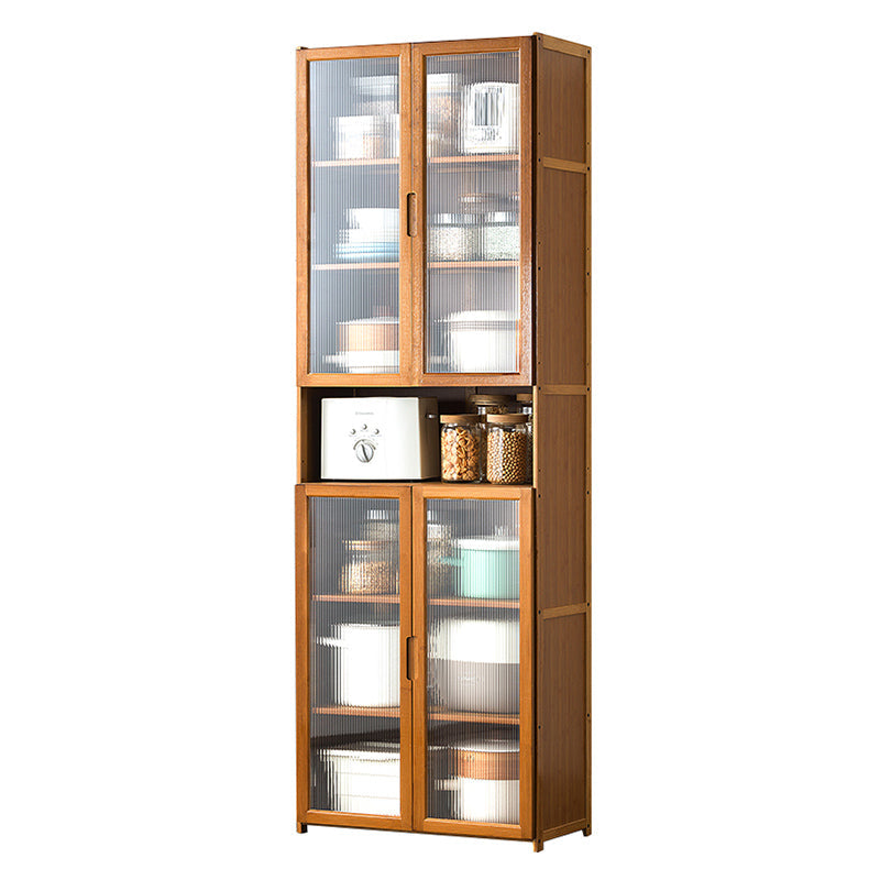 Bamboo Dining Server Contemporary Brown Sideboard Cabinet with Cabinets 23.6"L x 11.8"W x 68.9"H Clearhalo 'buffet_sideboard' 'Buffets & Sideboards' 'furn' 'furn_buffet_sideboard' 'Furniture' 'Kitchen & Dining Furniture' 7043293