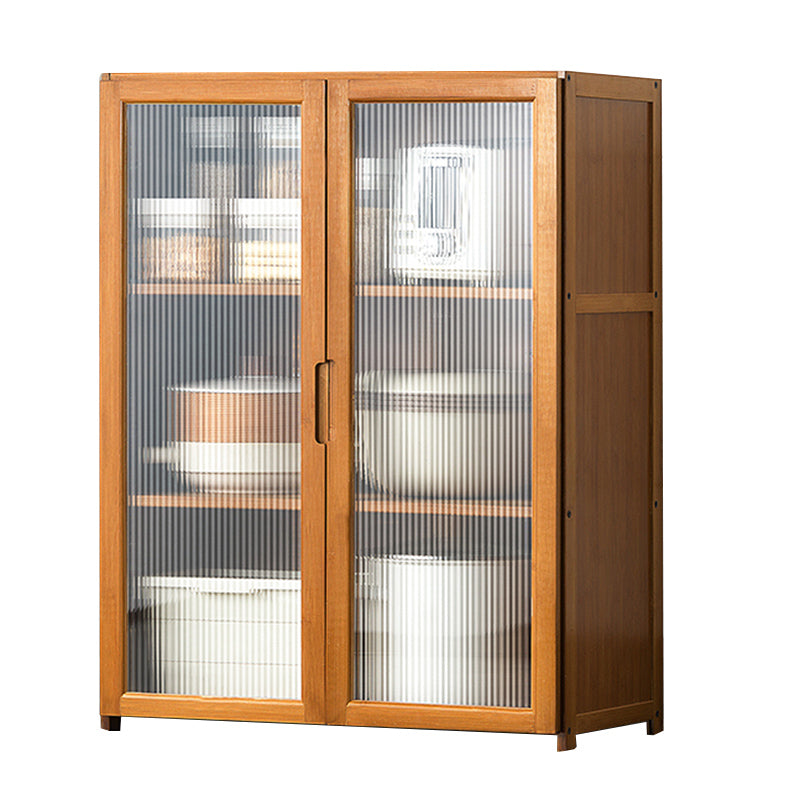 Bamboo Dining Server Contemporary Brown Sideboard Cabinet with Cabinets 23.6"L x 11.8"W x 30.7"H Clearhalo 'buffet_sideboard' 'Buffets & Sideboards' 'furn' 'furn_buffet_sideboard' 'Furniture' 'Kitchen & Dining Furniture' 7043294