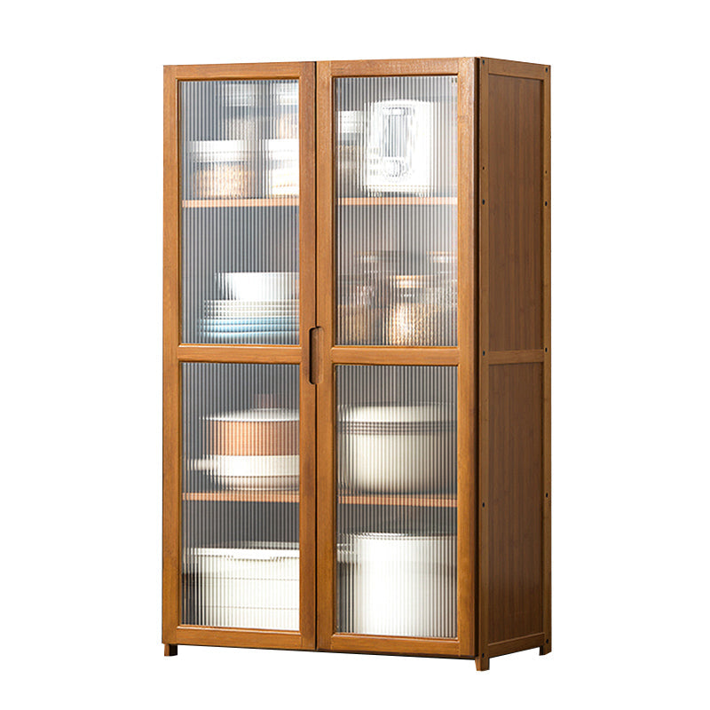 Bamboo Dining Server Contemporary Brown Sideboard Cabinet with Cabinets 23.6"L x 11.8"W x 39.4"H Clearhalo 'buffet_sideboard' 'Buffets & Sideboards' 'furn' 'furn_buffet_sideboard' 'Furniture' 'Kitchen & Dining Furniture' 7043296