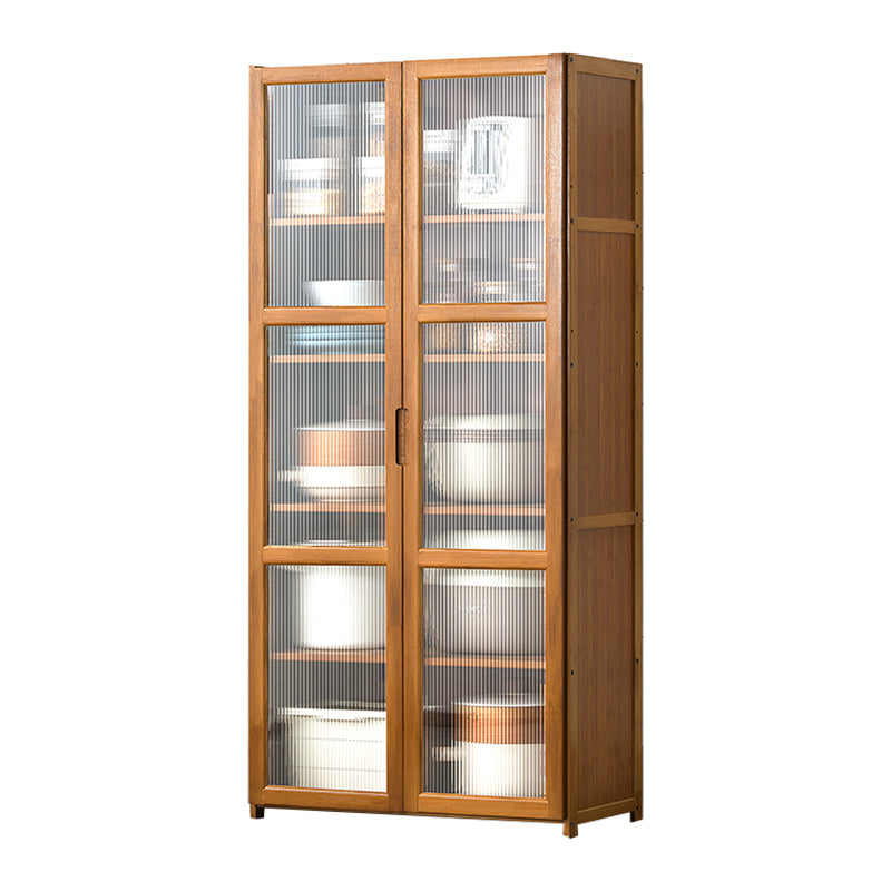 Bamboo Dining Server Contemporary Brown Sideboard Cabinet with Cabinets 23.6"L x 11.8"W x 50"H Clearhalo 'buffet_sideboard' 'Buffets & Sideboards' 'furn' 'furn_buffet_sideboard' 'Furniture' 'Kitchen & Dining Furniture' 7043298