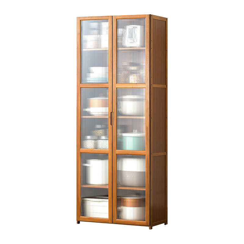 Bamboo Dining Server Contemporary Brown Sideboard Cabinet with Cabinets 23.6"L x 11.8"W x 59.1"H Clearhalo 'buffet_sideboard' 'Buffets & Sideboards' 'furn' 'furn_buffet_sideboard' 'Furniture' 'Kitchen & Dining Furniture' 7043300