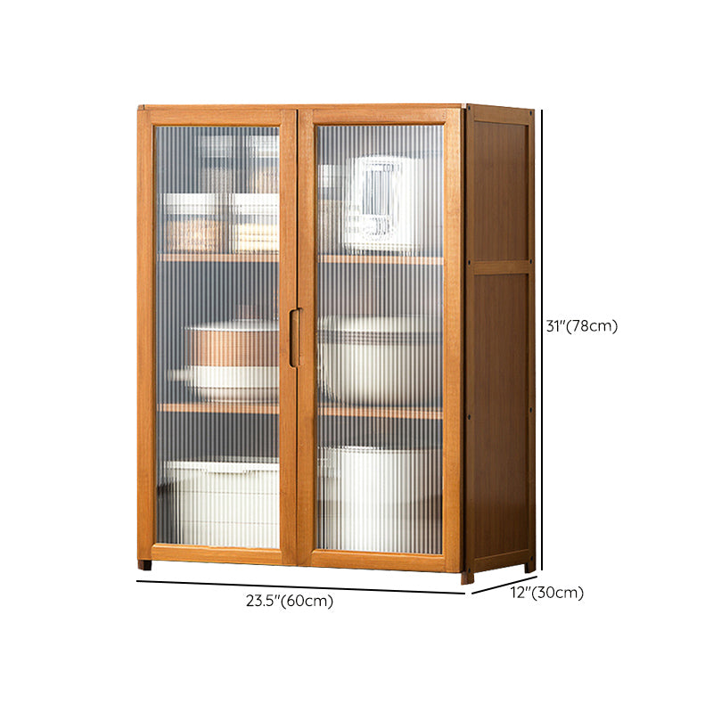 Bamboo Dining Server Contemporary Brown Sideboard Cabinet with Cabinets Clearhalo 'buffet_sideboard' 'Buffets & Sideboards' 'furn' 'furn_buffet_sideboard' 'Furniture' 'Kitchen & Dining Furniture' 7043302