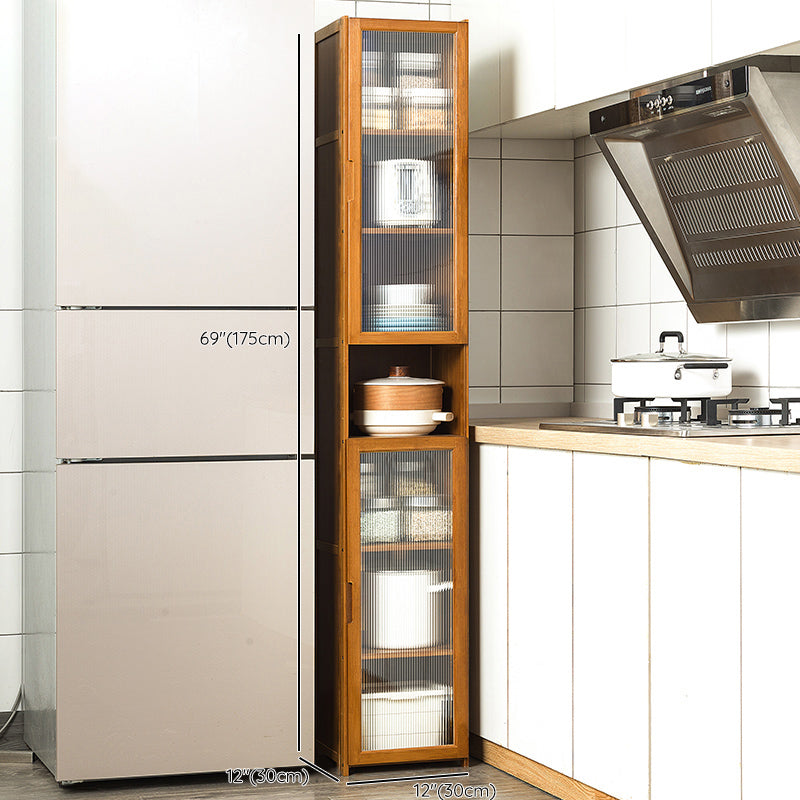 Bamboo Dining Server Contemporary Brown Sideboard Cabinet with Cabinets Clearhalo 'buffet_sideboard' 'Buffets & Sideboards' 'furn' 'furn_buffet_sideboard' 'Furniture' 'Kitchen & Dining Furniture' 7043307