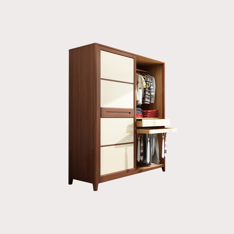 Modern Style Wardrobe Cabinet Wood Clothes Rail Wardrobe Armoire with Shelves