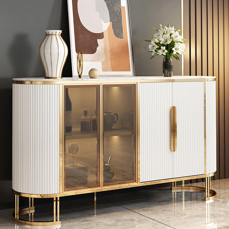 Glam Style Credenza Stone Buffet Stand with Cabinets and Drawers Clearhalo 'buffet_sideboard' 'Buffets & Sideboards' 'furn' 'furn_buffet_sideboard' 'Furniture' 'Kitchen & Dining Furniture' 7046147