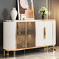 Glam Style Credenza Stone Buffet Stand with Cabinets and Drawers Gloss White Clearhalo 'buffet_sideboard' 'Buffets & Sideboards' 'furn' 'furn_buffet_sideboard' 'Furniture' 'Kitchen & Dining Furniture' 7046152