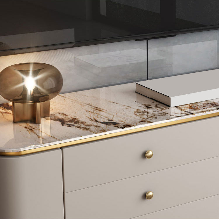 Glam Style Credenza Stone Buffet Stand with Cabinets and Drawers Clearhalo 'buffet_sideboard' 'Buffets & Sideboards' 'furn' 'furn_buffet_sideboard' 'Furniture' 'Kitchen & Dining Furniture' 7046160