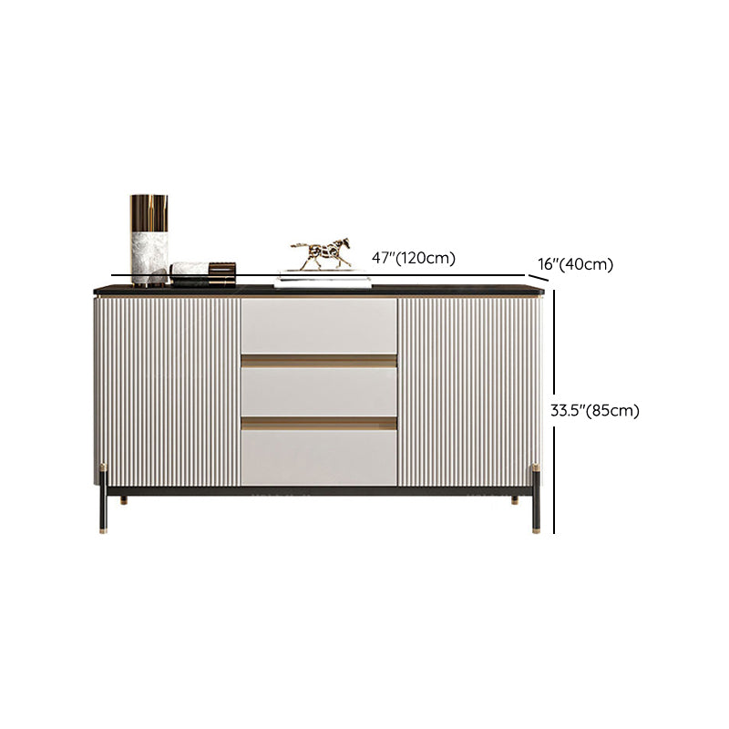 Glam Style Credenza Stone Buffet Stand with Cabinets and Drawers Clearhalo 'buffet_sideboard' 'Buffets & Sideboards' 'furn' 'furn_buffet_sideboard' 'Furniture' 'Kitchen & Dining Furniture' 7046174