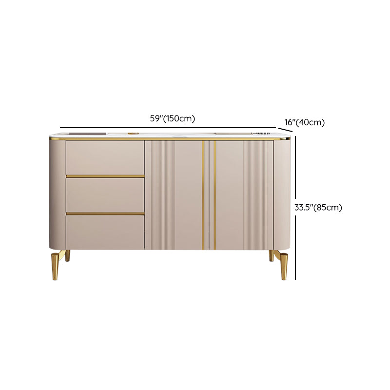 Glam Style Credenza Stone Buffet Stand with Cabinets and Drawers Clearhalo 'buffet_sideboard' 'Buffets & Sideboards' 'furn' 'furn_buffet_sideboard' 'Furniture' 'Kitchen & Dining Furniture' 7046189