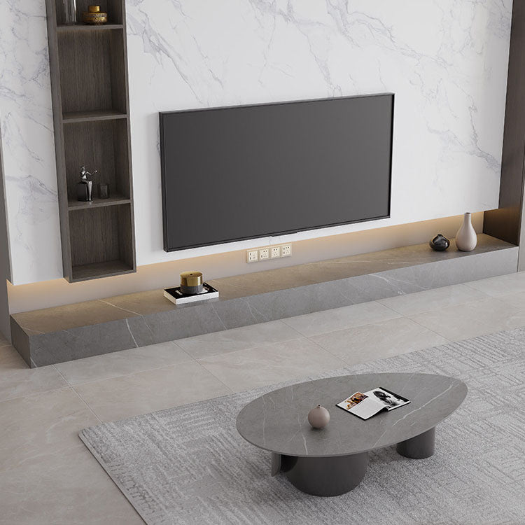 Stone Media Console Contemporary Gray TV Stand Console with Drawers Clearhalo 'furn' 'furn_tv_stands_entertainment_centers' 'Furniture' 'Living Room Furniture' 'TV Stands & Entertainment Centers' 'TV Stands & Media Storage Furniture' 'tv_stands_entertainment_centers' 7046549