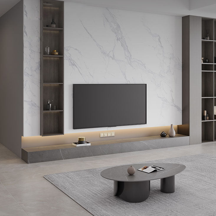 Stone Media Console Contemporary Gray TV Stand Console with Drawers Clearhalo 'furn' 'furn_tv_stands_entertainment_centers' 'Furniture' 'Living Room Furniture' 'TV Stands & Entertainment Centers' 'TV Stands & Media Storage Furniture' 'tv_stands_entertainment_centers' 7046554