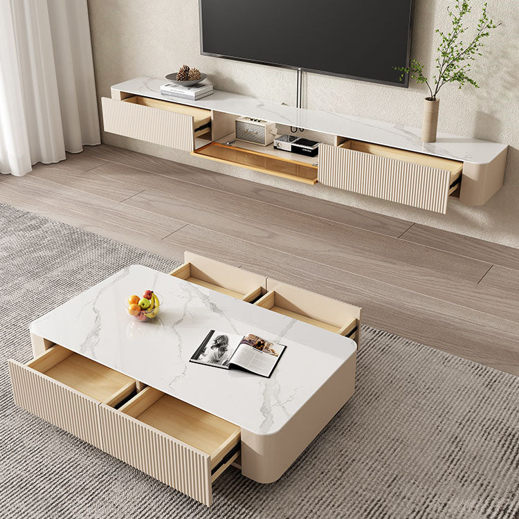 Console multimediale contemporanea Supporto multimediale per TV galleggiante per soggiorno